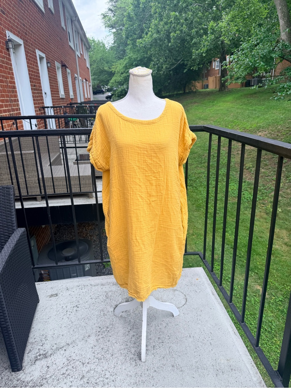 Eileen Fisher 100% Organic Cotton Gauze Shift Dress Size Medium - Picture 3 of 9